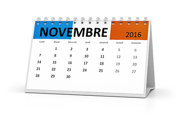 Image showing french language table calendar 2016 november