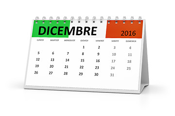 Image showing italian language table calendar 2016 december