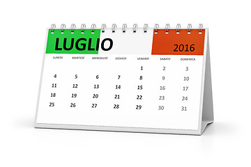 Image showing italian language table calendar 2016 july