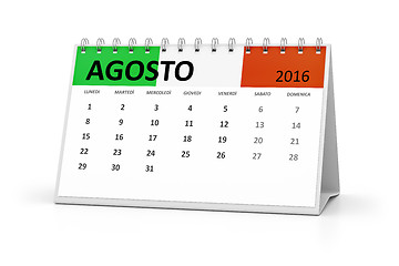 Image showing italian language table calendar 2016 august