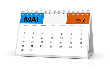 Image showing french language table calendar 2016 may