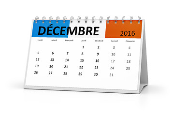 Image showing french language table calendar 2016 december