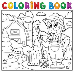Image showing Coloring book farmer near farmhouse 2