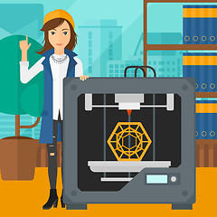 Image showing Woman with three D printer.