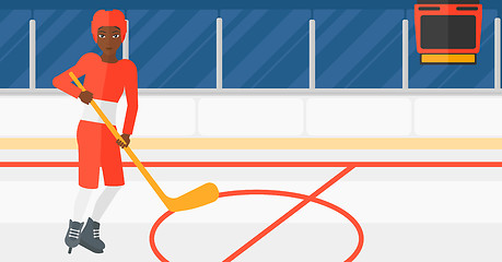 Image showing Ice-hockey player with stick.