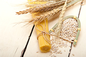 Image showing organic Raw italian pasta and durum wheat 