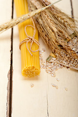 Image showing organic Raw italian pasta and durum wheat 