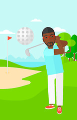 Image showing Golf player hitting the ball.