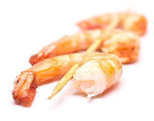 Image showing grilled shrimps on stick