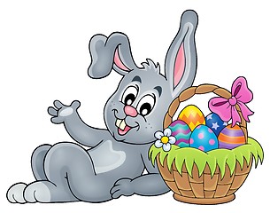 Image showing Basket with eggs and Easter bunny 2