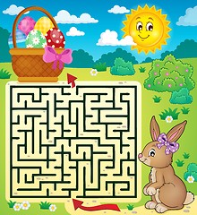 Image showing Maze 3 with Easter bunny and egg basket