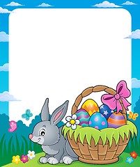 Image showing Frame with Easter basket and bunny 1