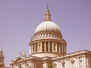 Image showing Retro looking St Paul Cathedral in London