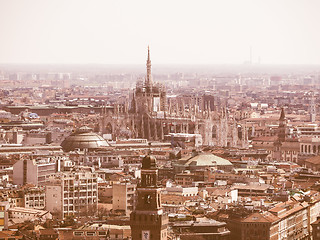 Image showing Retro looking Milan aerial view