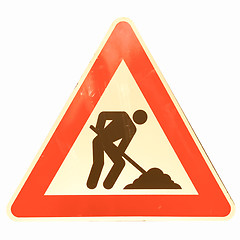 Image showing  Road work sign vintage