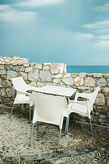 Image showing Outdoor cafe by the seaside