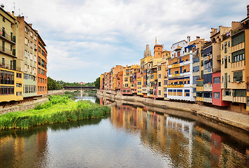 Image showing River and picturesque buildings of Girona, Catalonia