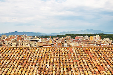 Image showing Tiled rooftops of Girona, Catalonia