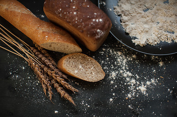 Image showing Bread composition with wheats