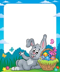 Image showing Frame with Easter basket and bunny 2