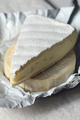 Image showing A Slice of Fresh Brie cheese