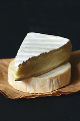 Image showing A Slice of Fresh Brie cheese