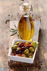 Image showing Olives and Olive Oil