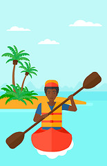 Image showing Man riding in canoe.