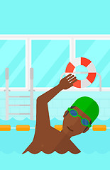 Image showing Swimmer training in pool.