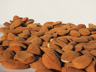 Image showing Almonds dried fruit with copy space