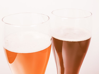 Image showing Retro looking Two glasses of German beer