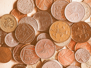 Image showing  Pound coins vintage