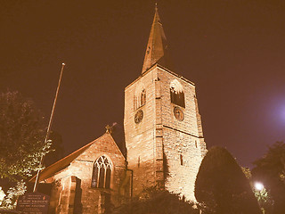 Image showing St Mary Magdalene church in Tanworth in Arden at night vintage