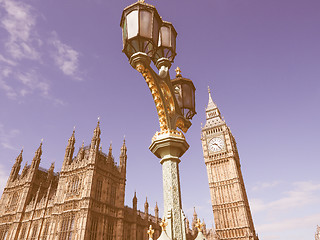 Image showing Retro looking Houses of Parliament in London