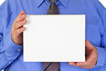 Image showing Businessman with blank white card