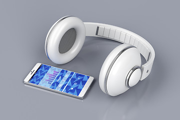 Image showing Smartphone and wireless headphones