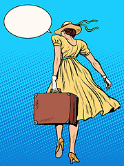 Image showing Lady traveler with suitcase