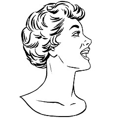 Image showing Girl agitator line art