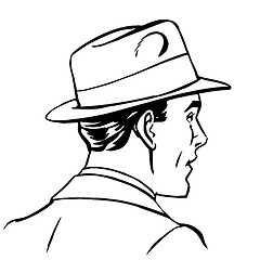 Image showing man hat profile line art