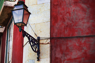 Image showing Typical metal street lamp at Lisbon (Portugal).