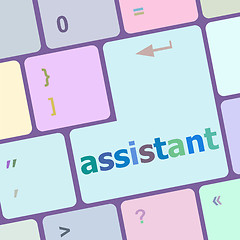 Image showing assistant word on keyboard key, notebook computer vector illustration