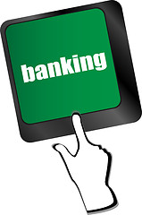Image showing Keyboard key with enter button banking, business concept