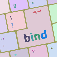 Image showing bind word on keyboard key, notebook computer button vector illustration