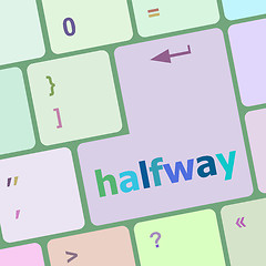 Image showing halfway word on computer pc keyboard key vector illustration