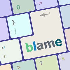 Image showing blame button on computer pc keyboard key vector illustration