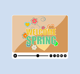 Image showing Welcome Spring Holiday Card. Welcome Spring Vector. Welcome Spring background. Spring Holiday Graphic. Welcome Spring Art. Spring Holiday Drawing