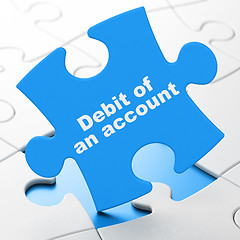 Image showing Banking concept: Debit of An account on puzzle background