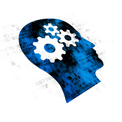 Image showing Data concept: Head With Gears on Digital background