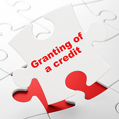 Image showing Currency concept: Granting of A credit on puzzle background