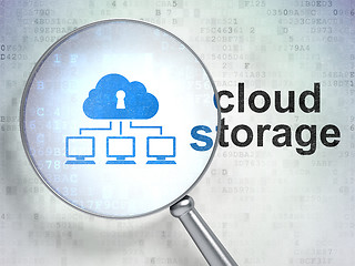 Image showing Security concept: Cloud Network and Cloud Storage with optical glass